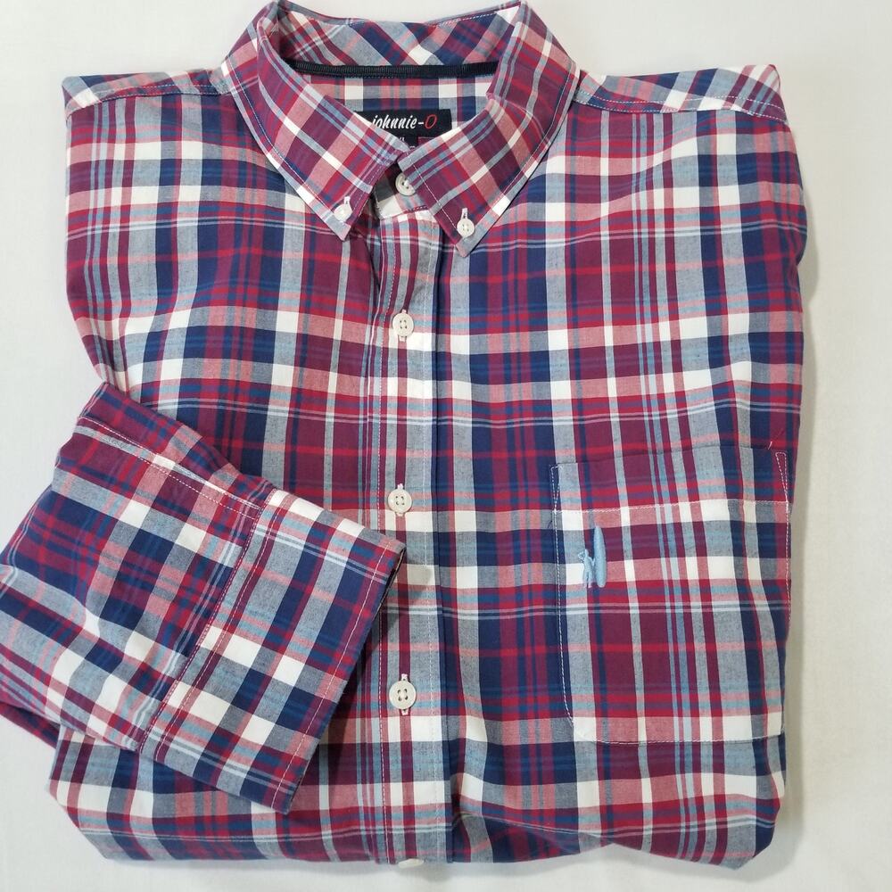 Johnnie-O Hangin Out Shirt XL Button Down Long Sleeve Sport Shirt Casual Plaid